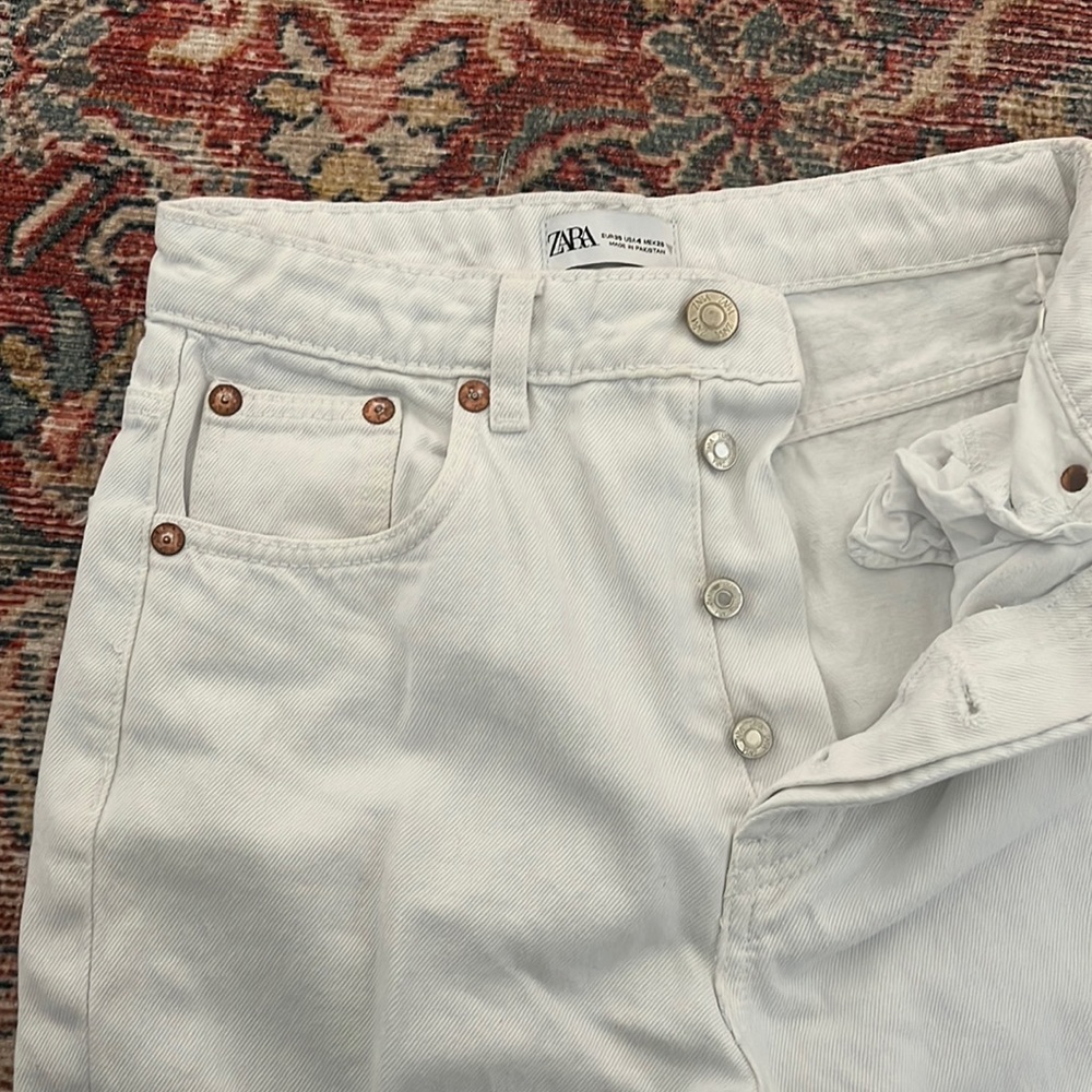 Zara High Rise White Denim